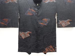 大正ロマン　檜扇に松笹模様織り出し漆一つ紋羽織